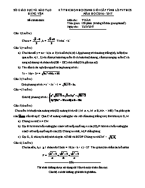 Đề thi chọn học sinh giỏi cấp tỉnh lớp 9 THCS năm học 2016 - 2017 môn thi Toán